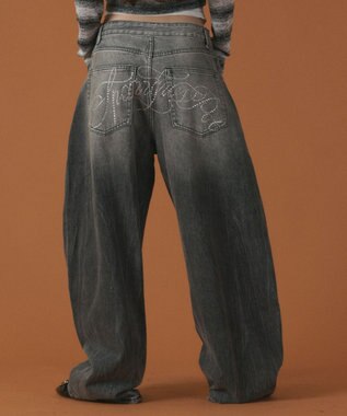 WEGO ラインストーンbackロゴデニム