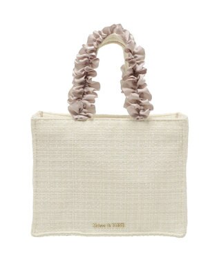 Maison de FLEUR ツイードフリルハンドルスクエアトートバッグ Ivory