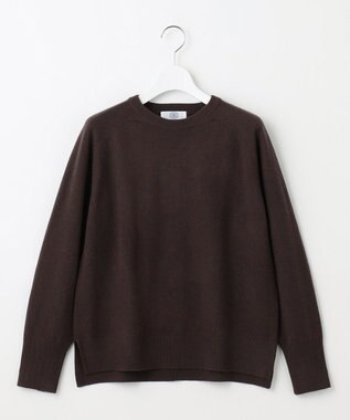 J.PRESS LADIES L 【洗える】SEMI WORSTED WOOL クルーネック ニット ダークブラウン系