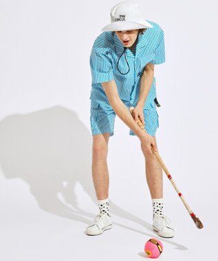 PW CIRCULUS 【高通気 / 軽撥水 / 軽量のDotAir 使用】【MEN】ストライプ柄オープンカラー サックスブルー系2