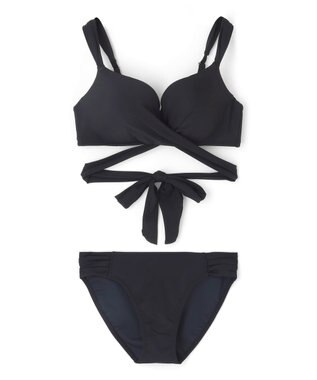 San-ai Resort（三愛水着楽園） WEB限定商品ノンワイヤーなのにぷっくり美胸を作るダブルアップクロスビキニ M1 M2 L1 San-ai Resort（サンアイリゾート） ブラック