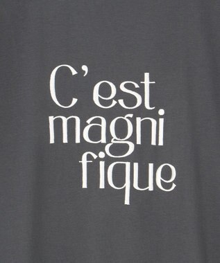 UNFILO BEAUTY FORM ロゴ刺繍フレンチスリーブTシャツ チャコール