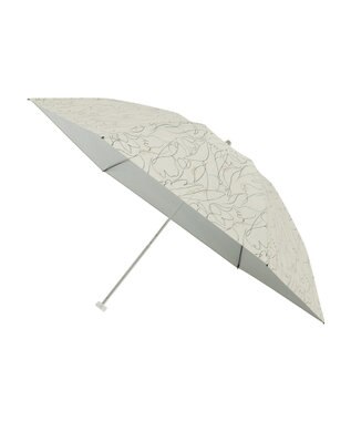 MOONBAT 【晴雨兼用/ 一級遮光/UV99％】フワクール (Fuwacool) 折りたたみ日傘 フワクールホワイト ラインフラワー 軽量 オフベージュ