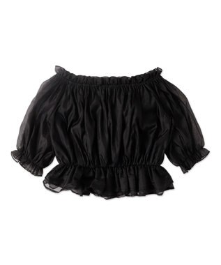 WEGO 【２点セット】キャミSETオーガンジーオフショルブラウス ブラック