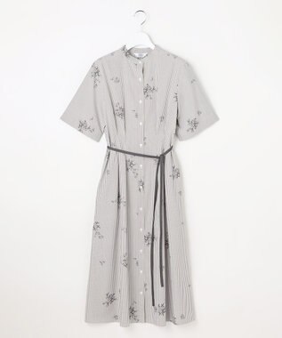 J.PRESS LADIES 【一枚で着映え】ストライプ×フラワープリント ワンピース