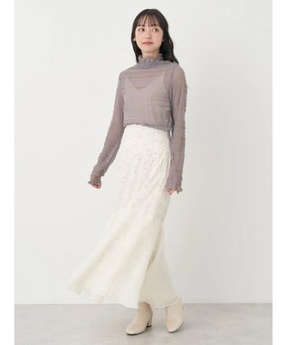 earth music&ecology ジャガードシャーリングシアートップス Gray