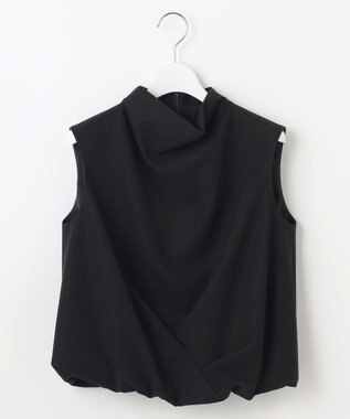 23区 L 【エステータ】コットンダブルクロス ノースリーブブラウス ブラック系