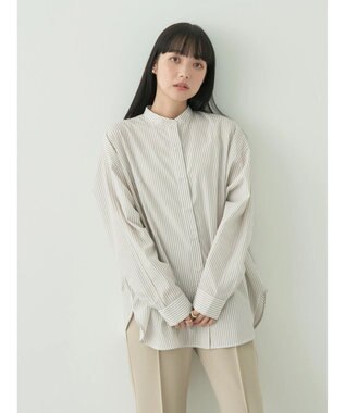 earth music&ecology ドルマンストライプシャツ Stripe Beige