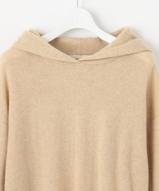 自由区 【洗える】ピュアカシミヤミルド フーディーニット ベージュ系