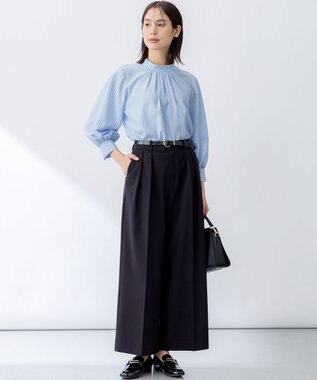 組曲 ドライタッチツイル ワイドパンツ ブラック系