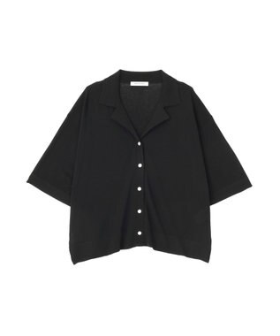 AMERICAN HOLIC 襟付き5分袖ニットカーディガン Black