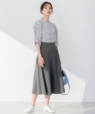 組曲 【洗える】ライトツイルストレッチ パンツ グレー系