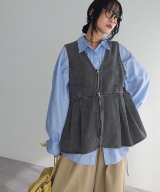 Green Parks デニムペプラムジレ