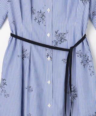 J.PRESS LADIES 【一枚で着映え】ストライプ×フラワープリント ワンピース ネイビーストライプ系