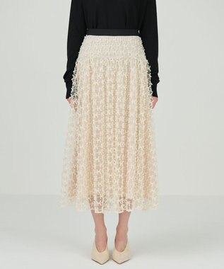 チュールリボン刺繍スカート