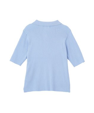 earth music&ecology ミニフリルポロカーディガン Blue