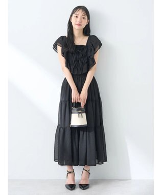 earth music&ecology フロッキードットシアーティアードスカート Black