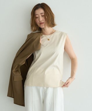 YECCA VECCA コットンスムースノースリーブトップス Off White
