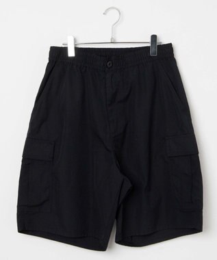 WEGO 【ウエストゴム/手洗い可】ワイドカーゴショーツ ブラック