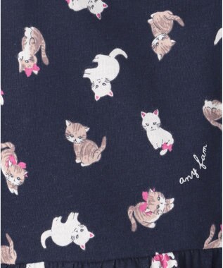 ANY KIDS カットソー サマー ワンピース ネイビー×ネコ