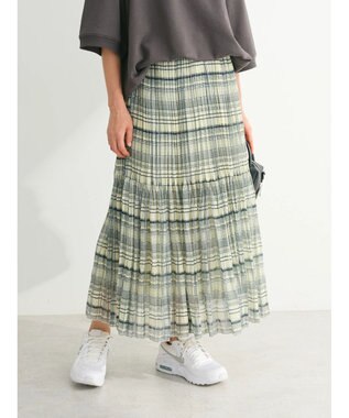 Green Parks シアープリーツボリュームスカート Check