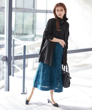 Tiaclasse 【洗える】スタンドカラープリーツコート ブラック