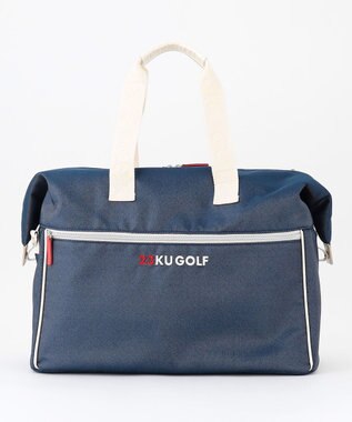 23区GOLF シューズ収納付【UNISEX】合皮×デニム調ボストンバッグ ネイビー系
