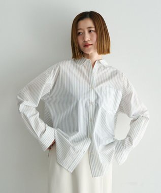 YECCA VECCA イージーケアオーバーシャツ Stripe