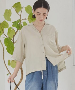 WEGO 【ANGIE VINTAGE】接触冷感開襟シャツ ホワイトアイボリー
