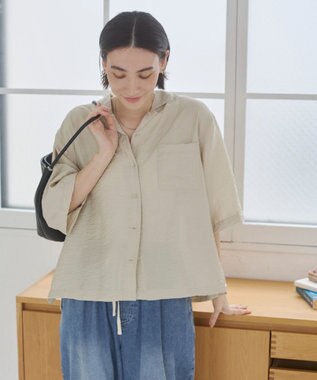 WEGO 【ANGIE VINTAGE】接触冷感開襟シャツ ホワイトアイボリー