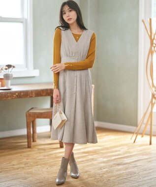 ANY SIS 【洗える】ツイーディマーメイド ジャンパースカート アイボリー