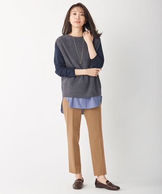 J.PRESS LADIES 【洗える】T/Rアルガンシルク クロップドパンツ キャメル系