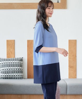 Tiaclasse 【新色追加】バイカラーチュニック ブルー×ネイビー