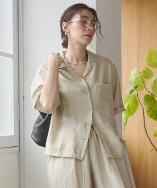 WEGO 【ANGIE VINTAGE】接触冷感開襟シャツ ホワイトアイボリー