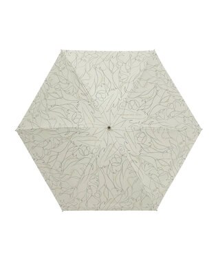 MOONBAT 【晴雨兼用/ 一級遮光/UV99％】フワクール (Fuwacool) 折りたたみ日傘 フワクールホワイト ラインフラワー 軽量 オフベージュ