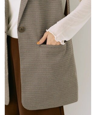 earth music&ecology テーラードジレ Check Brown