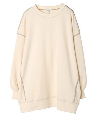 earth music&ecology 配色ルーズスウェット Ivory