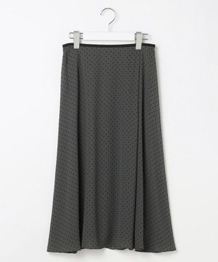 J.PRESS LADIES 【洗える】ドットフロッキープリント フレア スカート スレートベース系