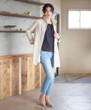 Tiaclasse 【洗える】スタンドカラープリーツコート アイボリー