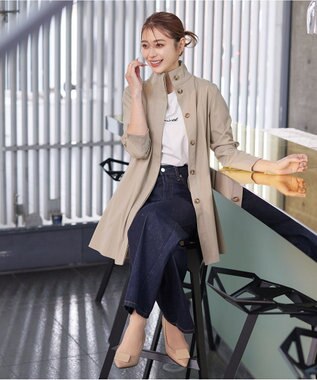 Tiaclasse 【洗える】スタンドカラープリーツコート ベージュ