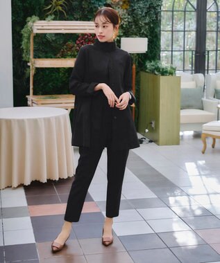 Tiaclasse 【洗える】スタンドカラープリーツコート ブラック