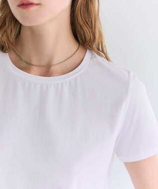 BEIGE， BROIS / コットンストレッチシャツテールTシャツ White