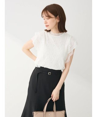 Green Parks ・Ｐｅｔｉｔ　Ｆｌｅｕｒ　フレンチレーシ－ブラウス Off White