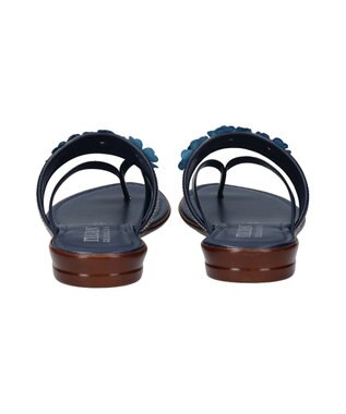 INTER-CHAUSSURES 【ITALIAN SHOEMAKERS】ビジューベルトフラワートングサンダル ネイビー