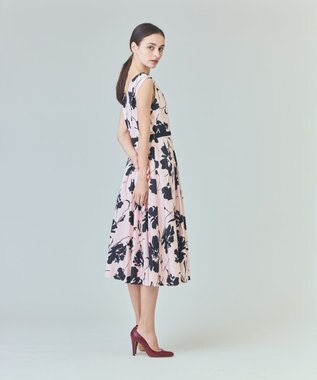 GRACE CONTINENTAL バイカラーボタニカルドレス ピンク