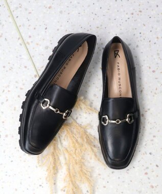 INTER-CHAUSSURES 【FABIO RUSCONI】スクエアトウビットローファー ブラック