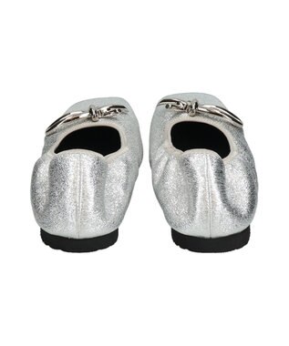 Bridget Birkin 【PARADIS COULEUR】スクエアトウメタルリボンバレエシューズ シルバー