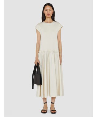 【洗える】ポプリンジャージー　キャップスリーブドレス