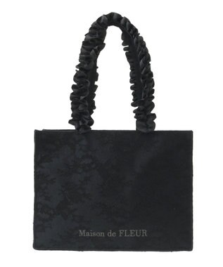 Maison de FLEUR レースフリルハンドルスクエアトートMバッグ Black