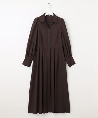 自由区 【洗える】ボリュームスリーブシャツ ドレス ダークブラウン系